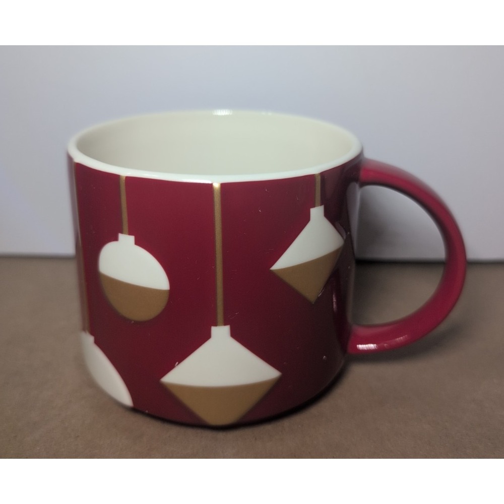 Starbucks 2012 Red Holiday White Gold Ornaments Coffee Tea Mug X-mas Vibes